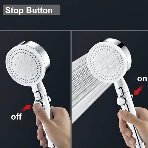Avtoit | 5-Mode Shower Head for Low Pressure | Stop Button for Easy Water Control