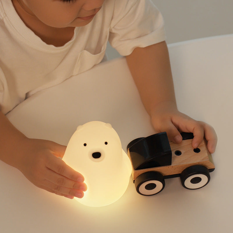 Avtoit | Squeezeable Silicone White Bear LED Night Light - Perfect Gift for Kids and Girls