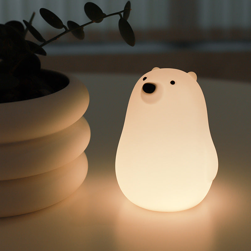 Avtoit | Squeezeable Silicone White Bear LED Night Light - Perfect Gift for Kids and Girls