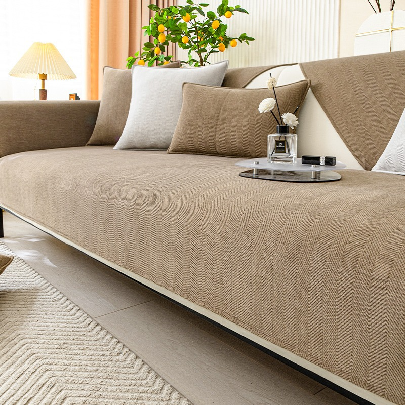 Avtoit | Wavy Check Chenille Fabric Furniture Protector Sofa Cover