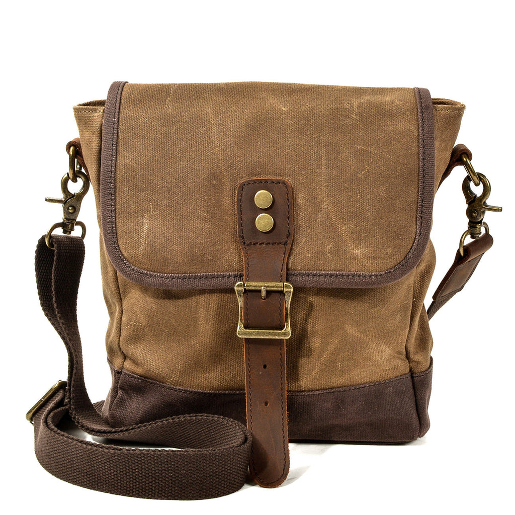 Avtoit | HorizonPath - Compact Vintage Shoulder Bag - High-Quality Waxed Cotton and Full-Grain Leather