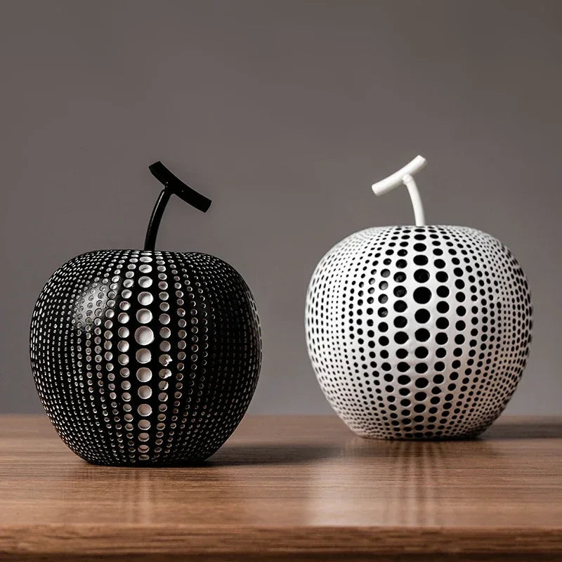 Avtoit | MonoApple Apple Sculpture – black-and-white polka dot pattern