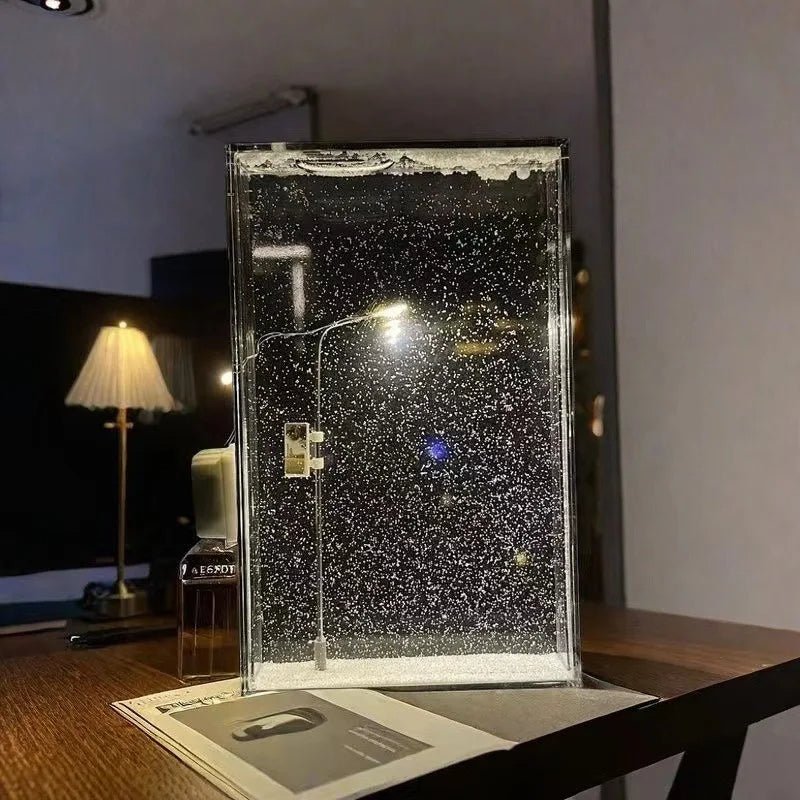Avtoit | Snowy Scene Night Lights – DIY Christmas Street Lamp with Flowing Snow Effect for Magical Holiday Desktop Décor