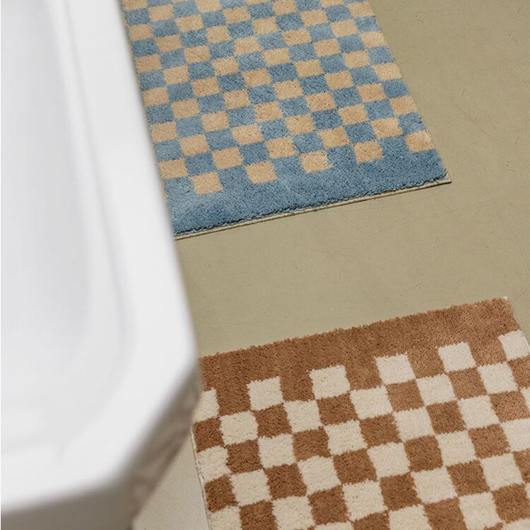 Avtoit | Soft, fluffy bathroom rug with check pattern