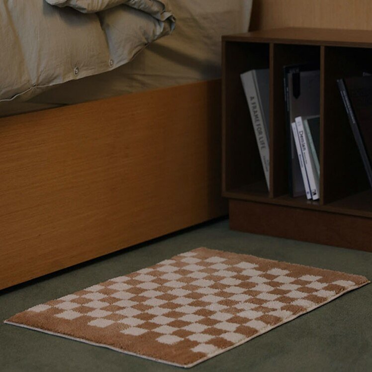 Avtoit | Soft, fluffy bathroom rug with check pattern
