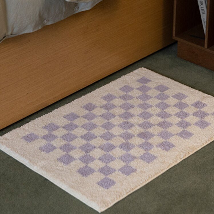 Avtoit | Soft, fluffy bathroom rug with check pattern