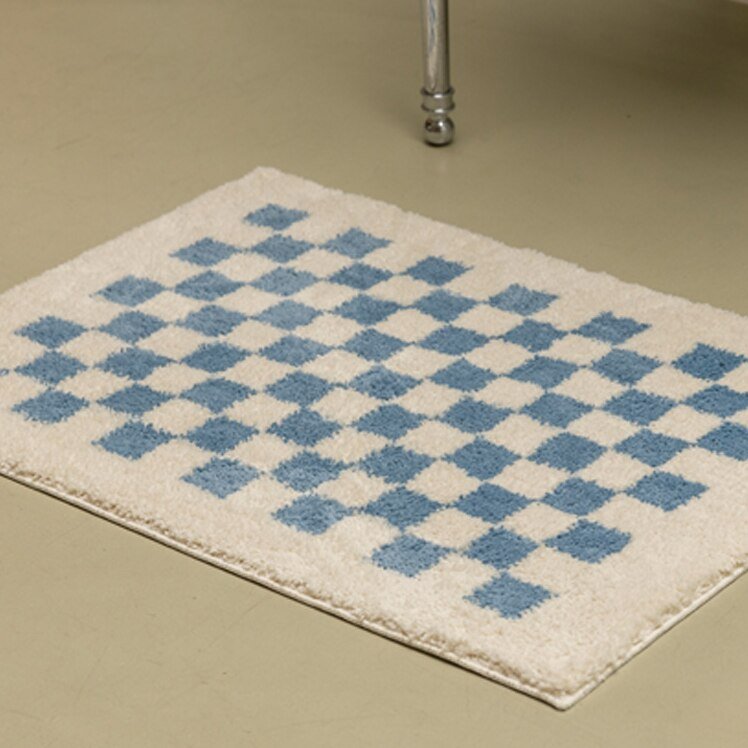 Avtoit | Soft, fluffy bathroom rug with check pattern