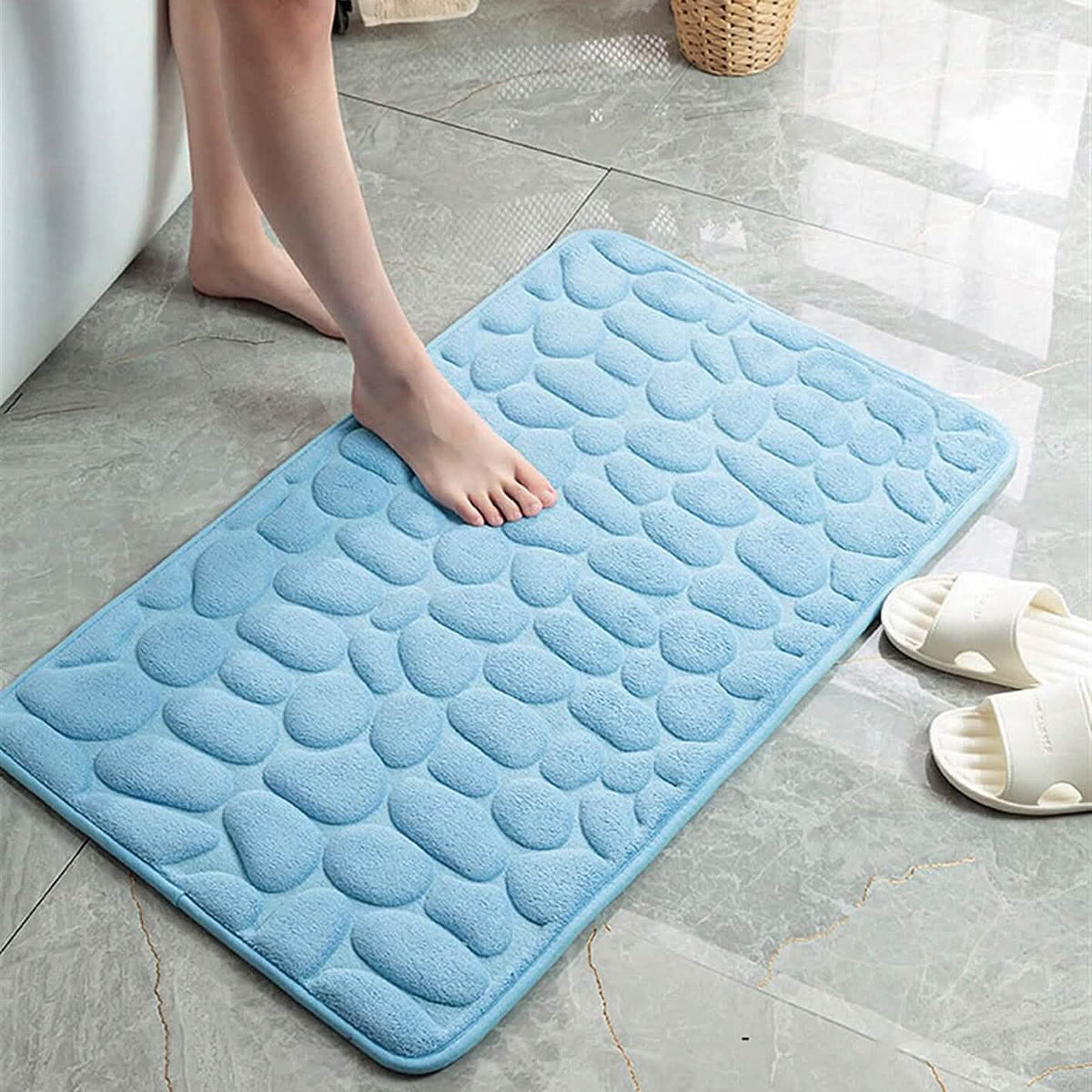 Avtoit | Soft Memory Foam Non-Slip Headstone Pattern Bath Mat