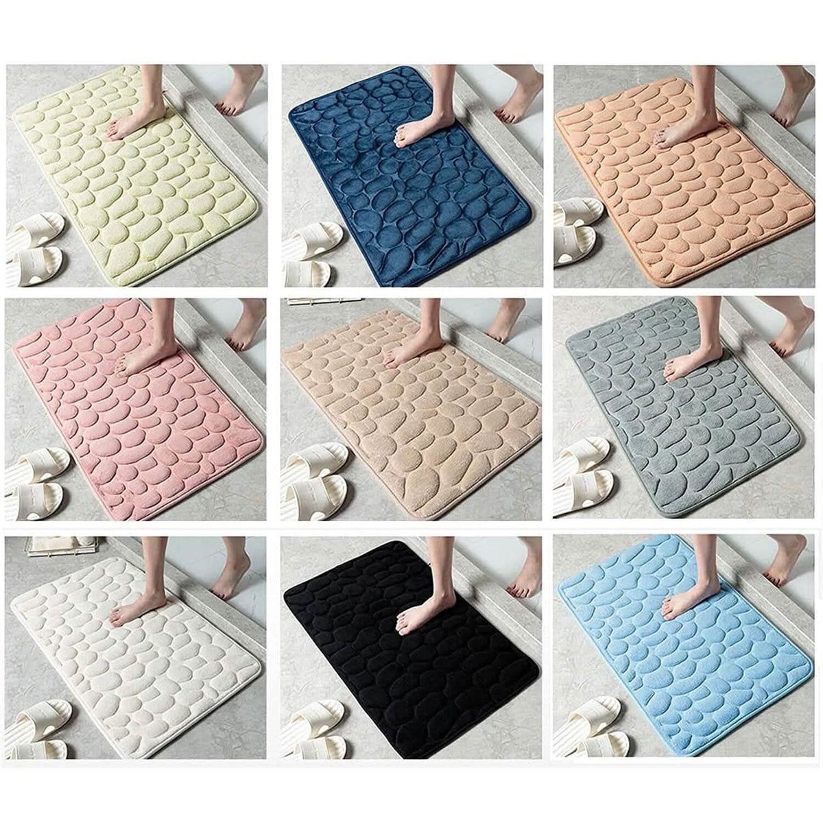 Avtoit | Soft Memory Foam Non-Slip Headstone Pattern Bath Mat