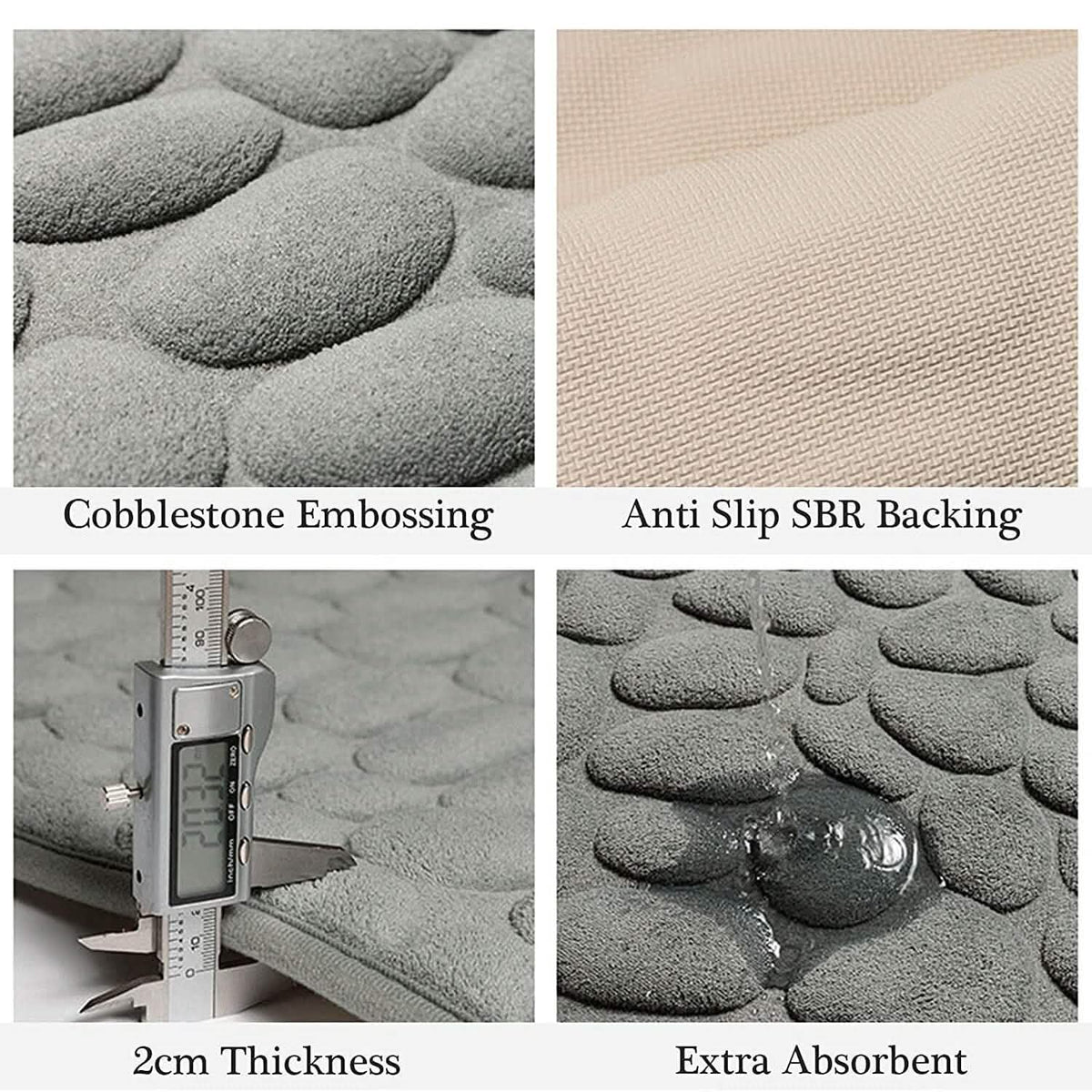 Avtoit | Soft Memory Foam Non-Slip Headstone Pattern Bath Mat