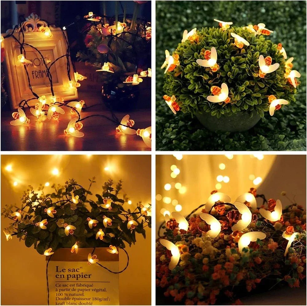 Avtoit | Solar Honey Bee String Lights - Waterproof Lights for Garden, Christmas, Wedding, Party Outdoor Lighting