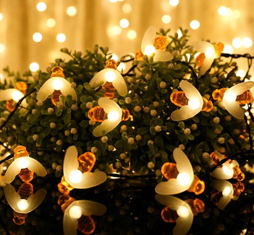 Avtoit | Solar Honey Bee String Lights - Waterproof Lights for Garden, Christmas, Wedding, Party Outdoor Lighting
