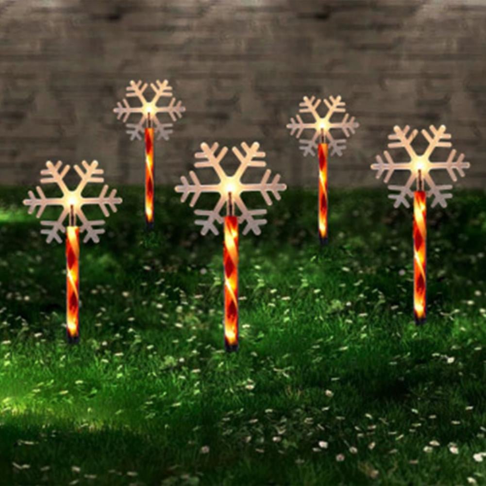 Avtoit | Solar Snowflake Christmas Tree Garden Lights – 5pcs. Waterproof LED Stake Lights for Magical Outdoor Christmas Décor and Year-Round Lawn Illumination