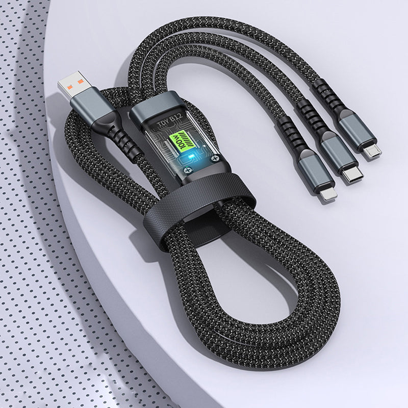 Avtoit | Transparent glowing 3-in-1 super fast charging cable