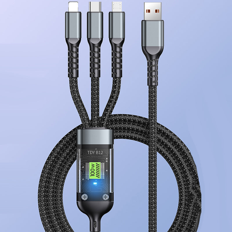 Avtoit | Transparent glowing 3-in-1 super fast charging cable