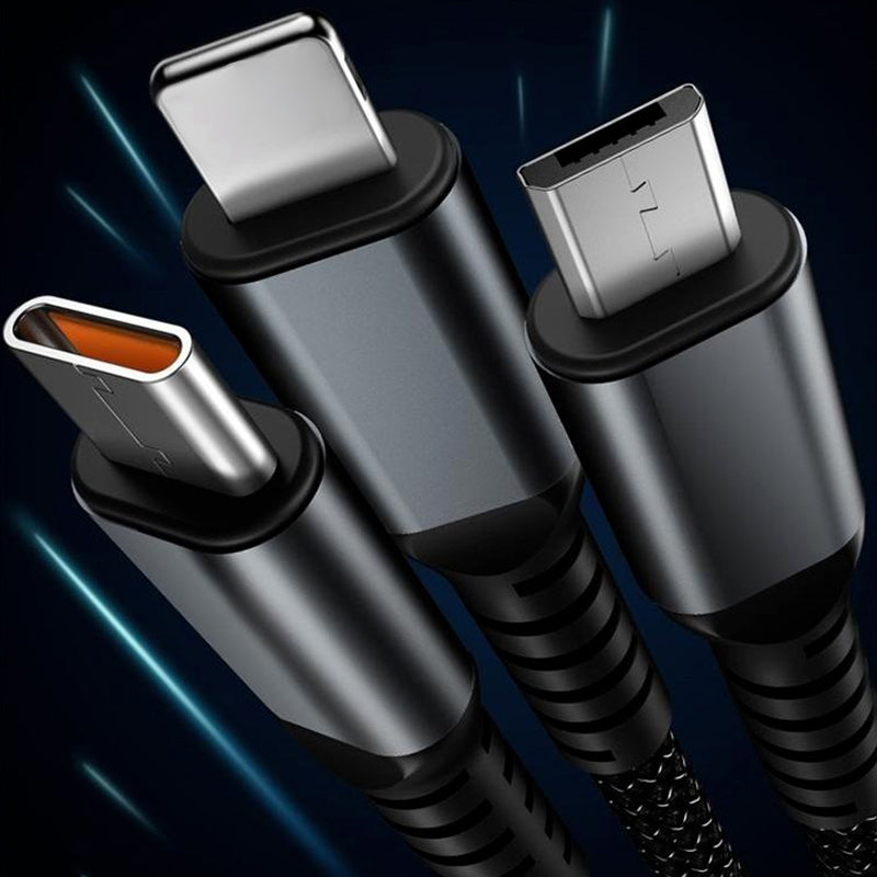 Avtoit | Transparent glowing 3-in-1 super fast charging cable