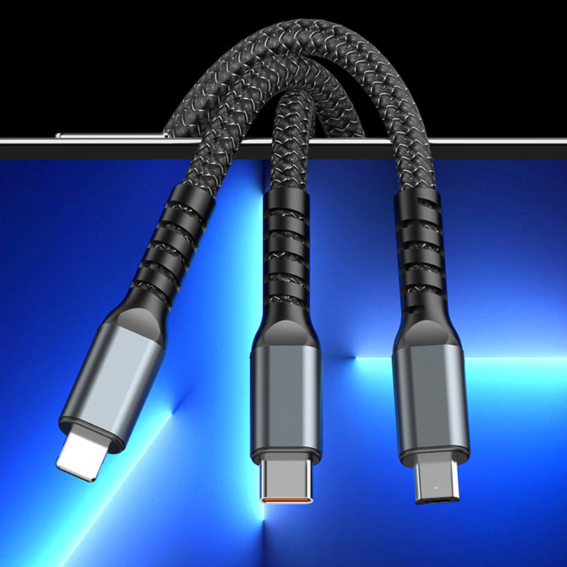 Avtoit | Transparent glowing 3-in-1 super fast charging cable