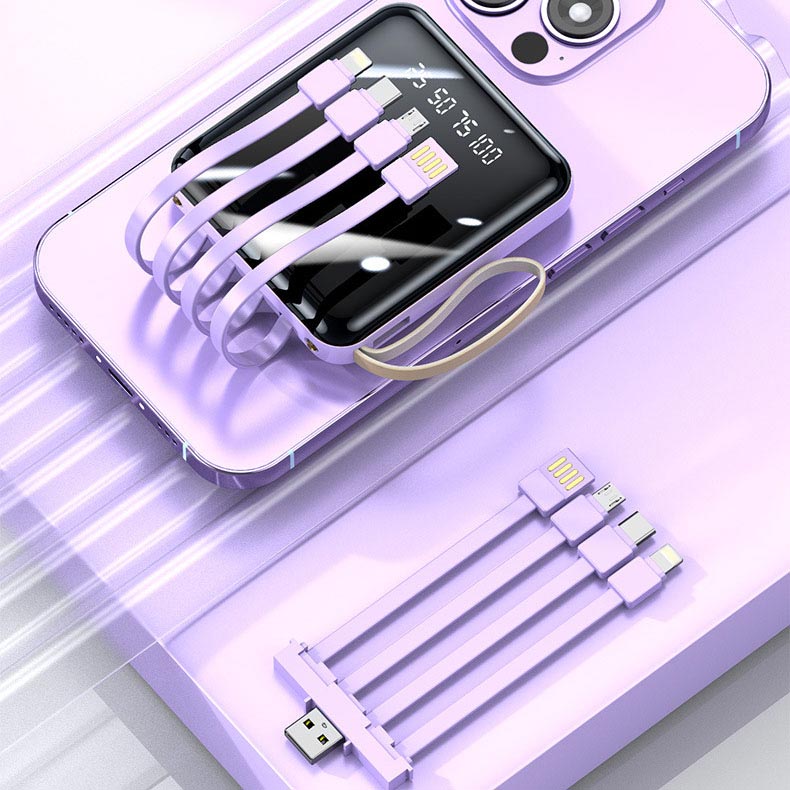 Avtoit | Fast Charge 20000mAh Mini Powerbank with Integrated Cables