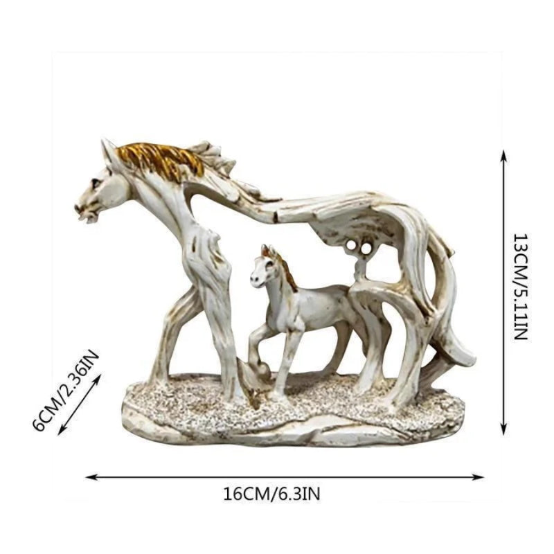 Avtoit | Galloping horse statue with pony stone figure