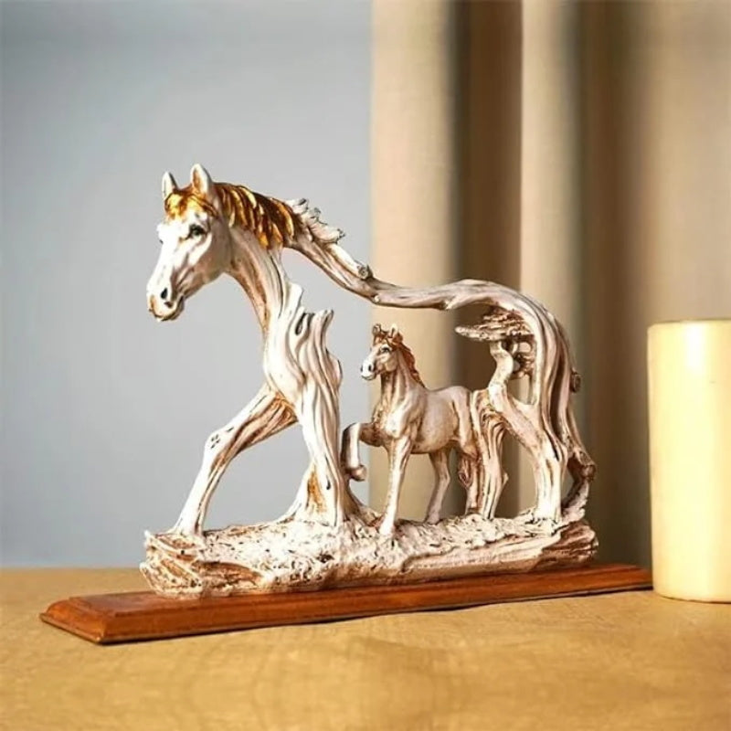 Avtoit | Galloping horse statue with pony stone figure