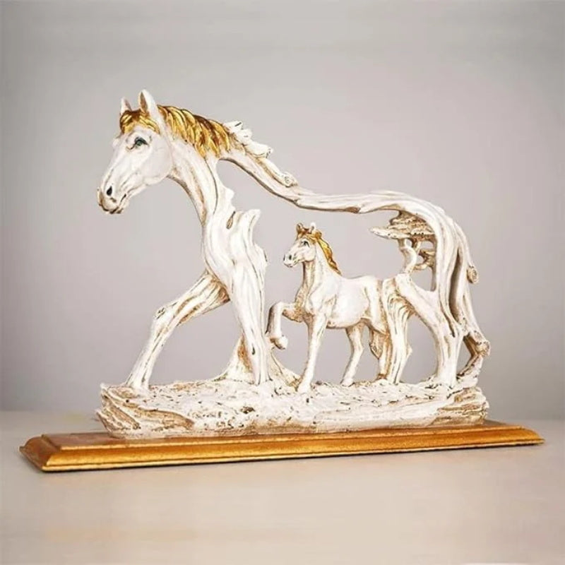 Avtoit | Galloping horse statue with pony stone figure