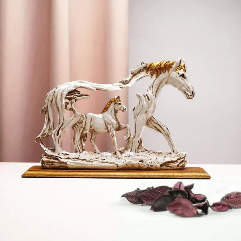 Avtoit | Galloping horse statue with pony stone figure