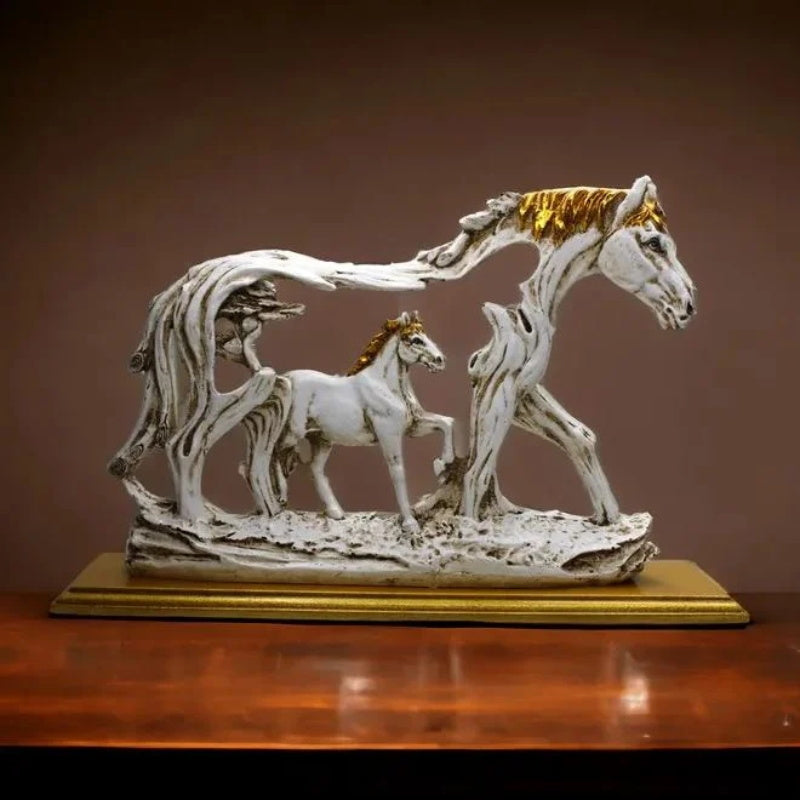 Avtoit | Galloping horse statue with pony stone figure