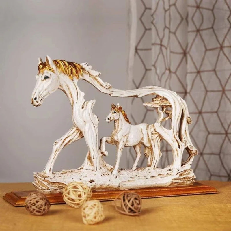 Avtoit | Galloping horse statue with pony stone figure