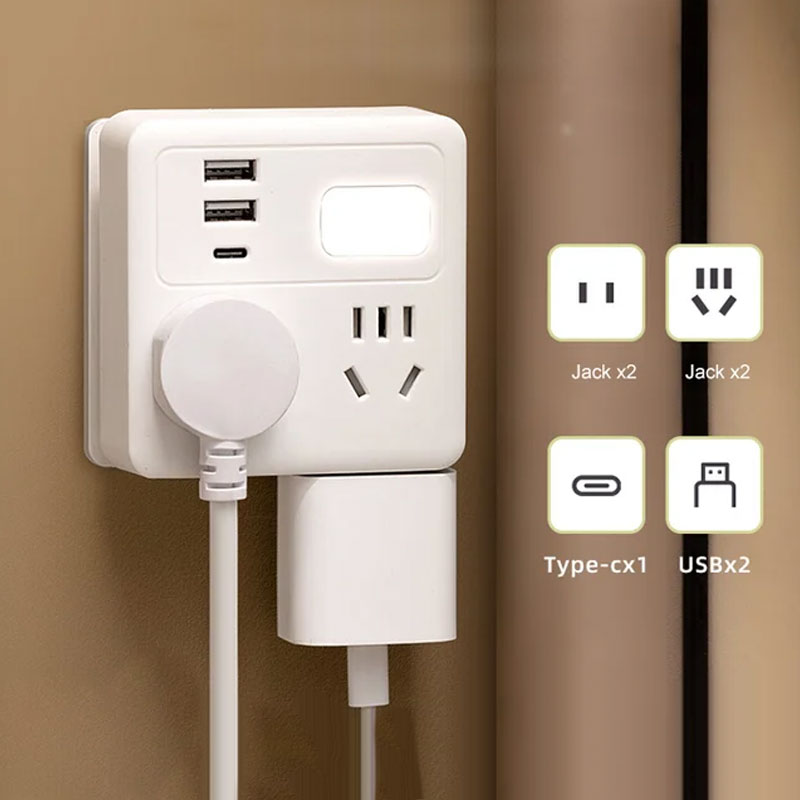 Avtoit | 2-pack multifunctional socket converter with night light