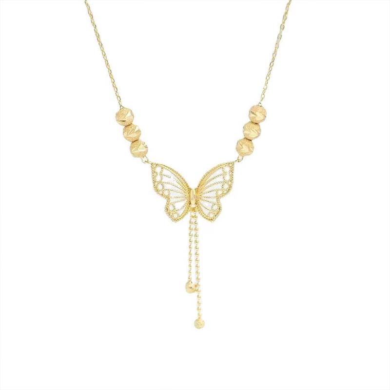 Avtoit | Necklace with gold-colored butterfly with tassels