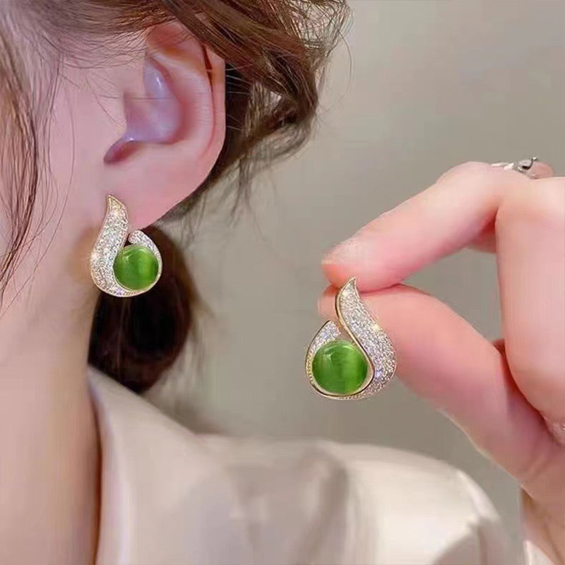 Avtoit | Elegant earrings with pearl imitation and rhinestone