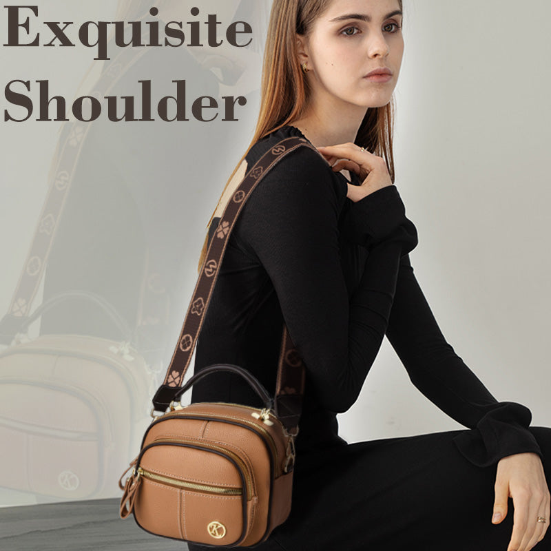 Avtoit | Classic multi-room adjustable wide strap PU leather crossbody bag