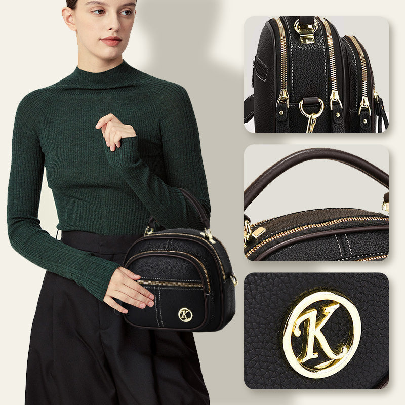 Avtoit | Classic multi-room adjustable wide strap PU leather crossbody bag