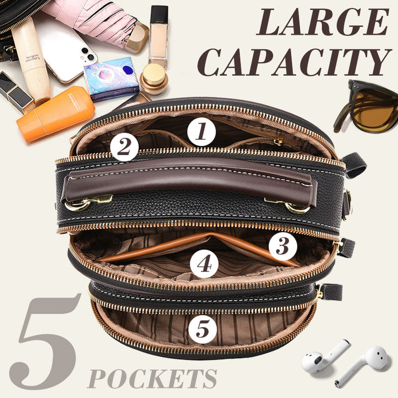Avtoit | Classic multi-room adjustable wide strap PU leather crossbody bag