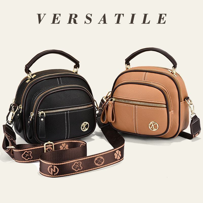 Avtoit | Classic multi-room adjustable wide strap PU leather crossbody bag