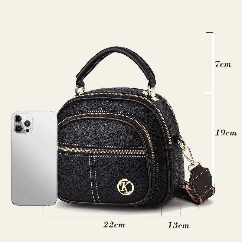 Avtoit | Classic multi-room adjustable wide strap PU leather crossbody bag