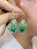 Avtoit | Earrings with heart in green crystals