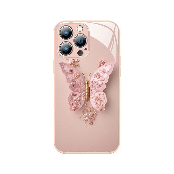 Avtoit | Flat 3D glass case with butterfly pattern for iPhone