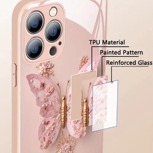 Avtoit | Flat 3D glass case with butterfly pattern for iPhone