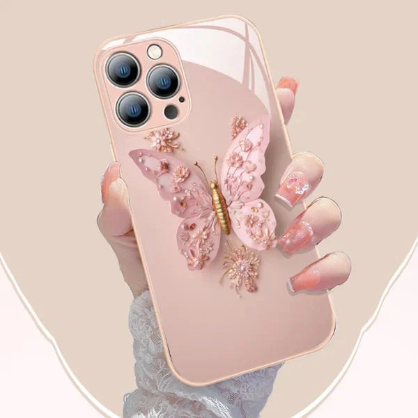 Avtoit | Flat 3D glass case with butterfly pattern for iPhone