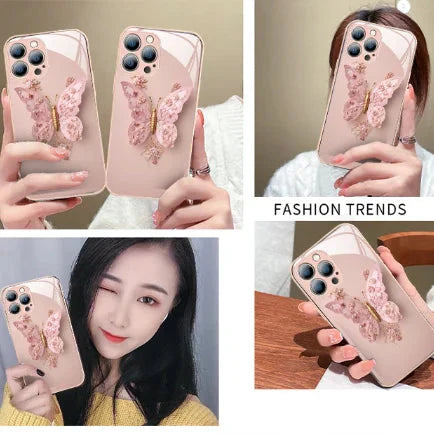 Avtoit | Flat 3D glass case with butterfly pattern for iPhone