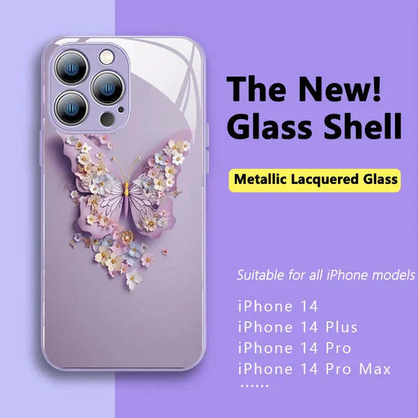 Avtoit | Flat 3D glass case with butterfly pattern for iPhone