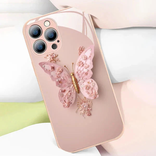 Avtoit | Flat 3D glass case with butterfly pattern for iPhone