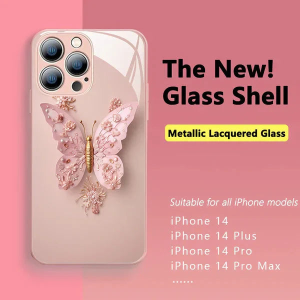 Avtoit | Flat 3D glass case with butterfly pattern for iPhone