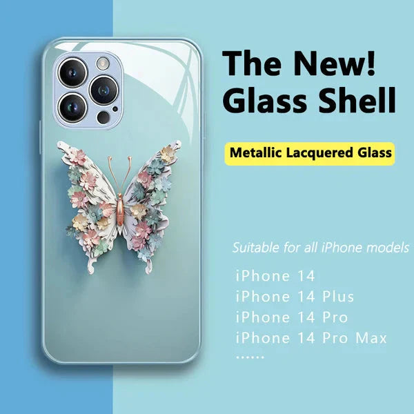 Avtoit | Flat 3D glass case with butterfly pattern for iPhone