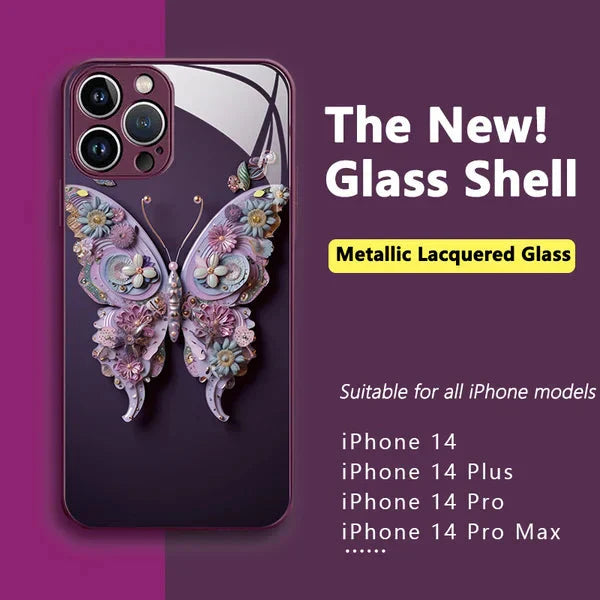 Avtoit | Flat 3D glass case with butterfly pattern for iPhone