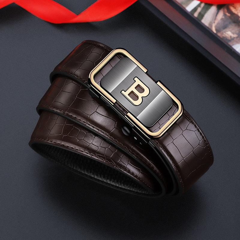 Avtoit | Men's belt with crocodile pattern and automatic buckle