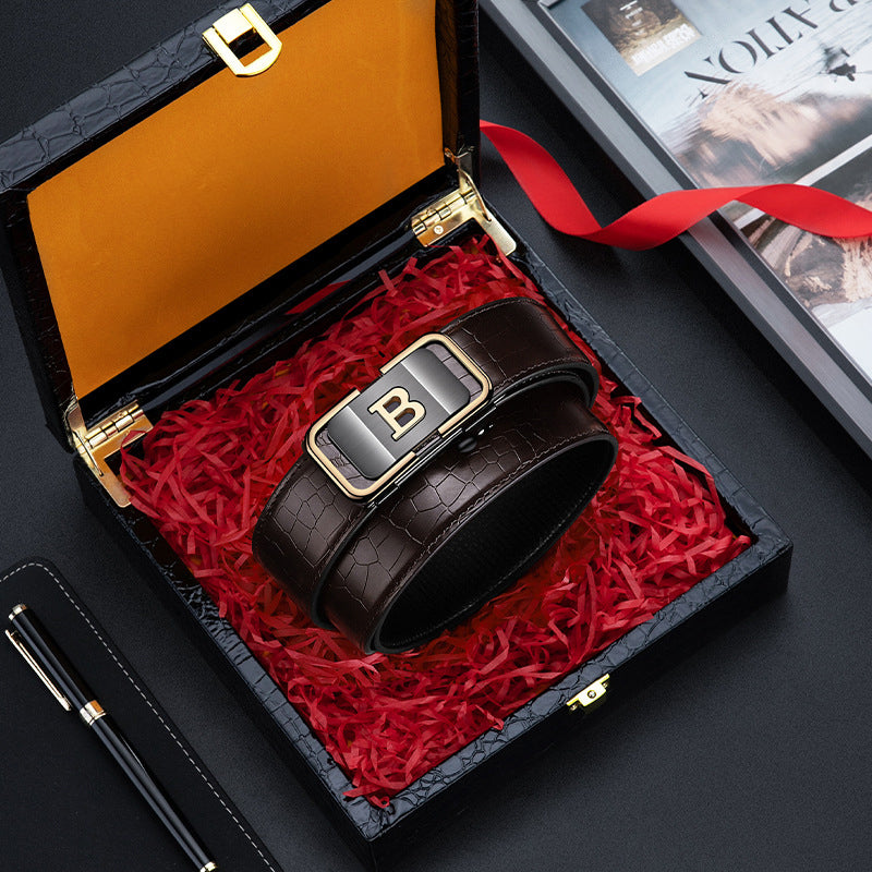 Avtoit | Men's belt with crocodile pattern and automatic buckle
