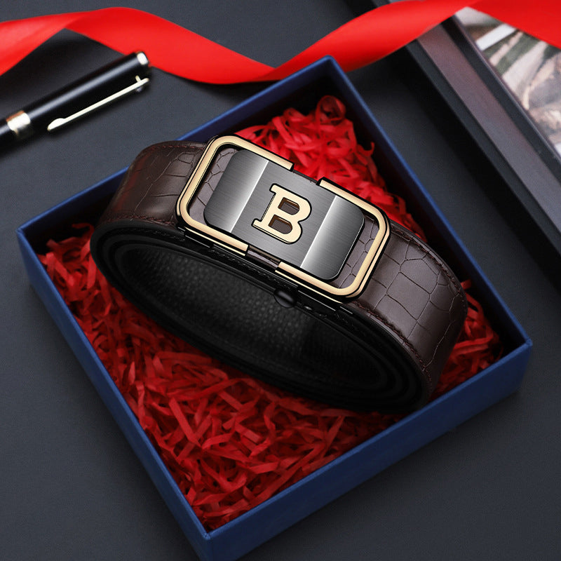 Avtoit | Men's belt with crocodile pattern and automatic buckle