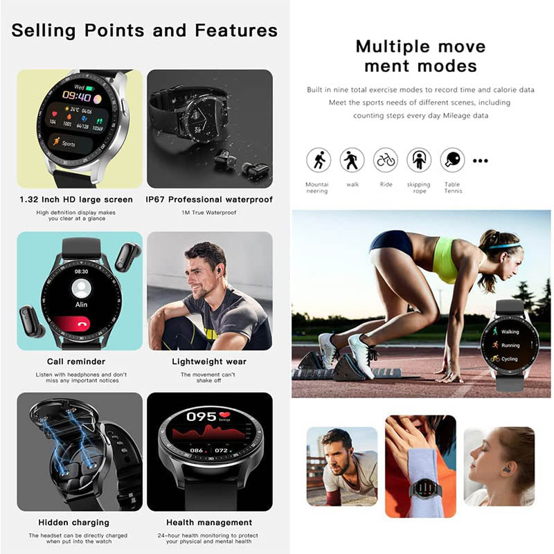 Avtoit | 2-in-1 Smartwatch with Earbuds (For iPhone & Android)
